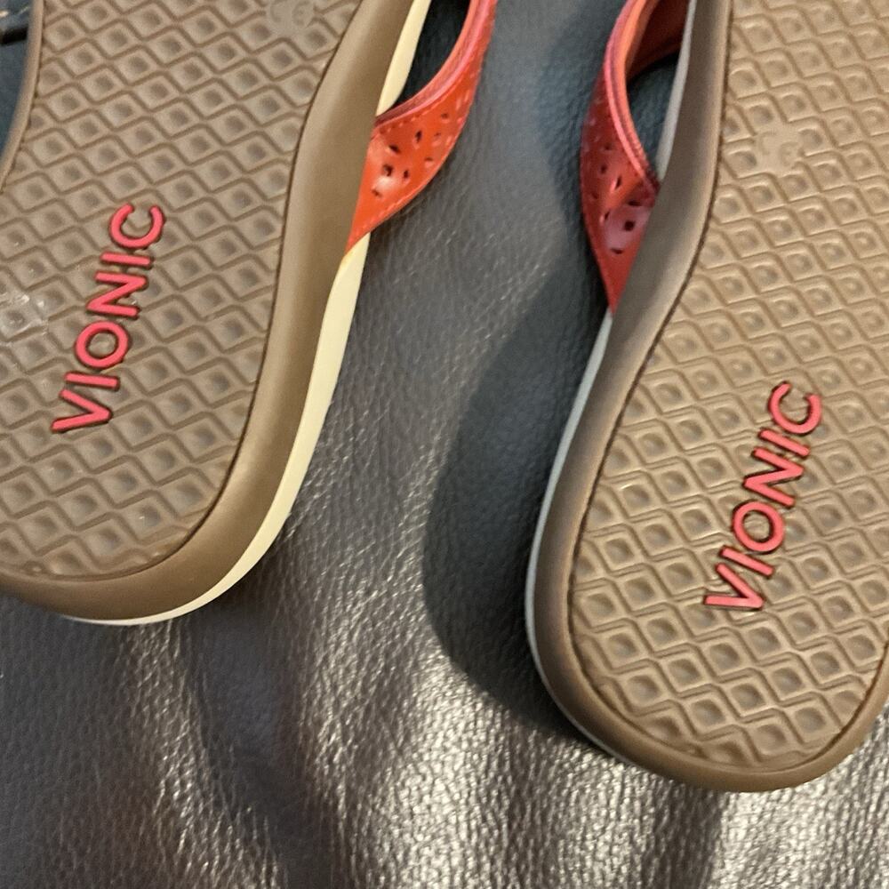 Vionic Tide Flip Flop Toe Post Red Thong Orthotic Comfort Sandal Women Size 9 - Picture 6 of 7